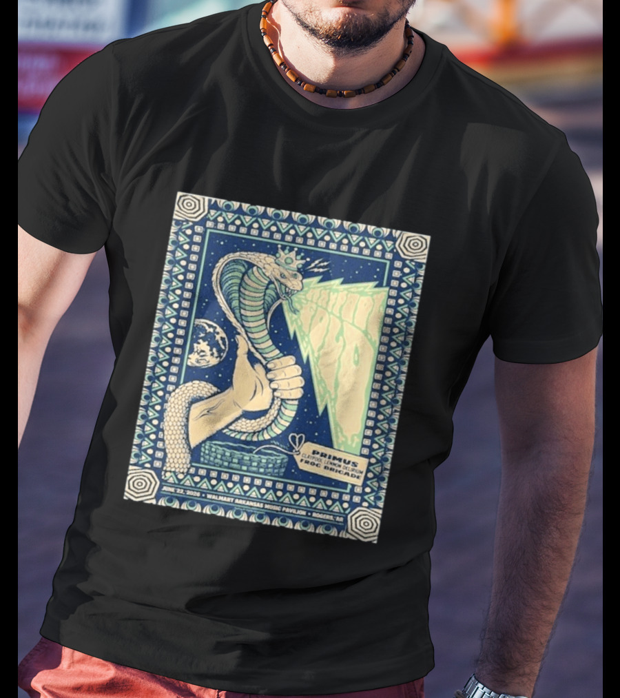 Primus Claypool Lennon Delirium Frog Brigade Tour June 22 2026 Walmart Arkansas Music Pavilion Rogers Cobra Hand T-Shirt
