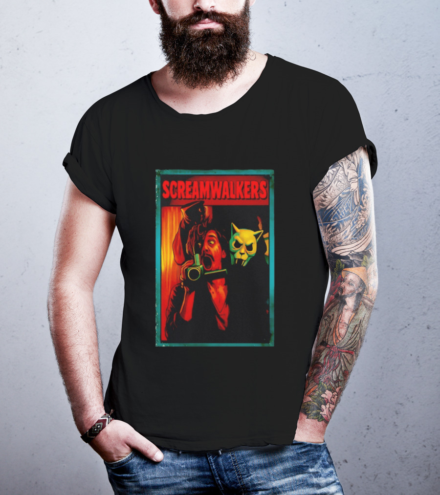 Screamwalkers Horror Movie With Camera And Masked Figure T-Shirt