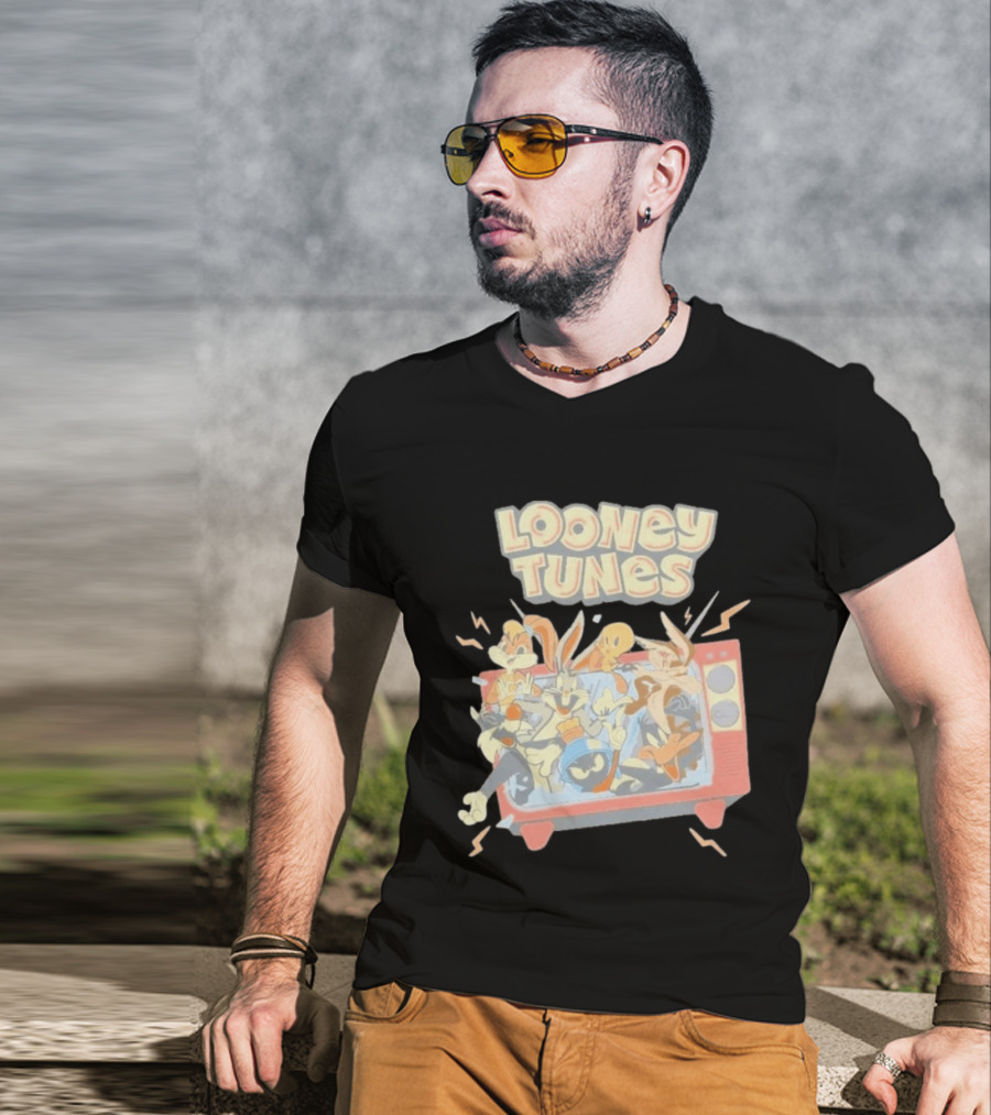Wbs Shop Looney Tunes Characters In A Retro TV Display T-Shirt