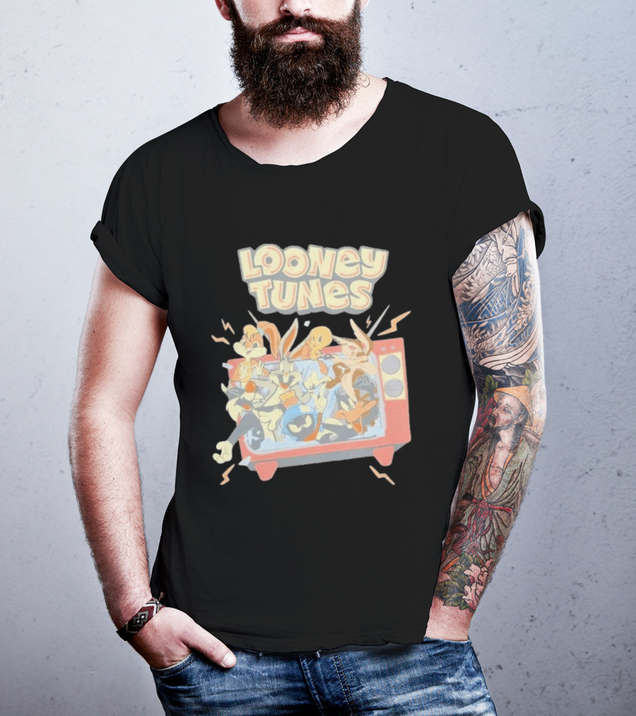 Wbs Shop Looney Tunes Characters In A Retro TV Display T-Shirt
