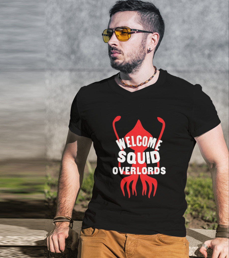 Welcome Squid Overlords Red Kraken Marine Life Ocean Biology T-Shirt