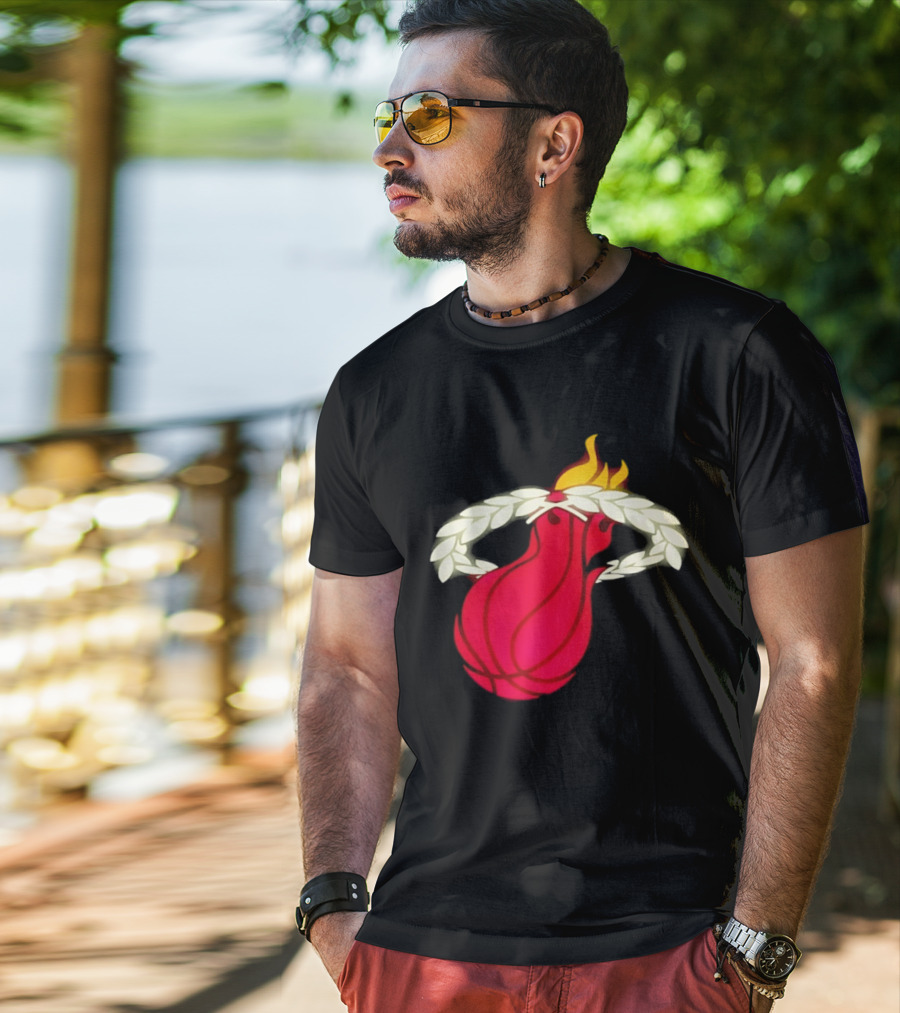Miami Heat Flaming Basketball Wreath NBA T-Shirt