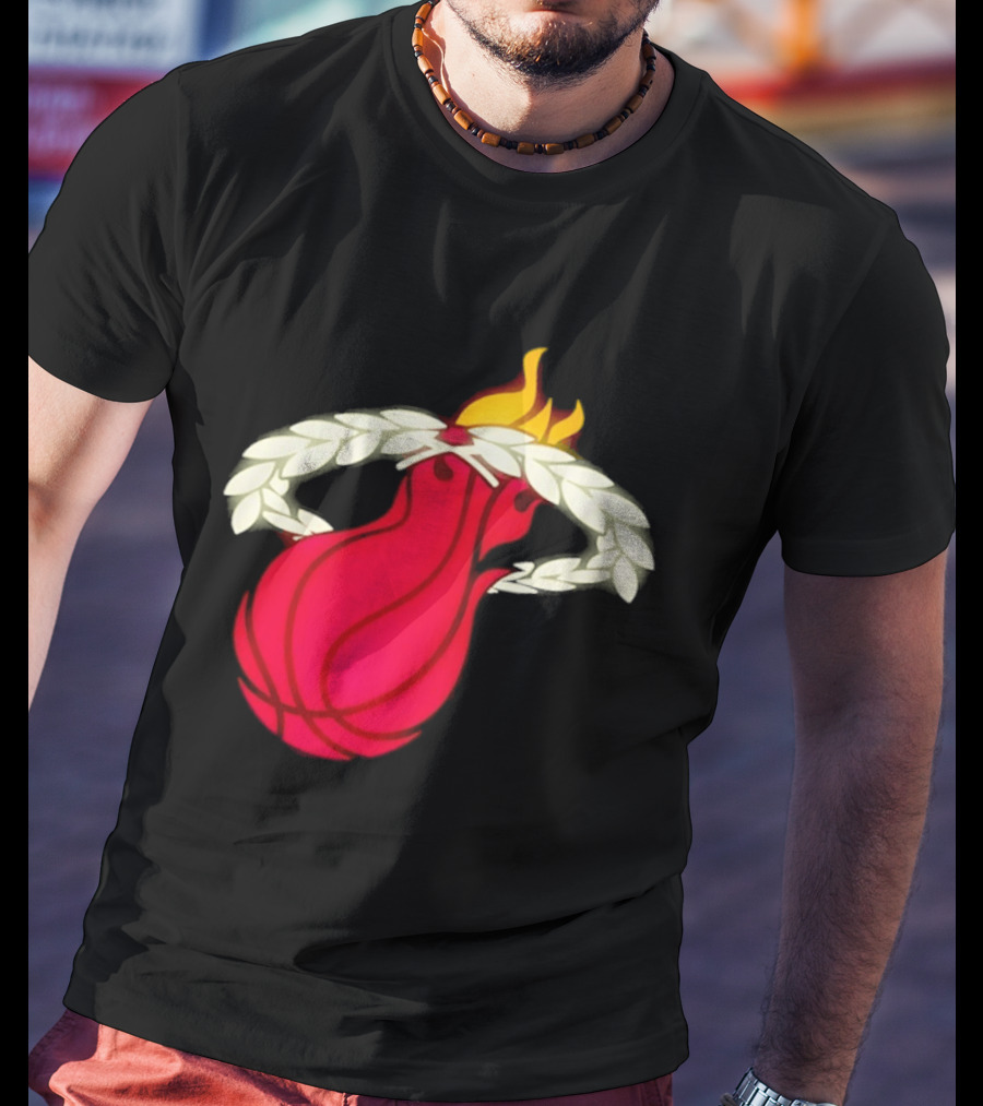 Miami Heat Flaming Basketball Wreath NBA T-Shirt