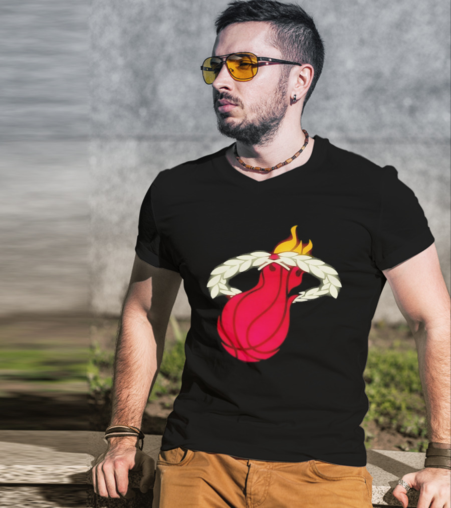 Miami Heat Flaming Basketball Wreath NBA T-Shirt