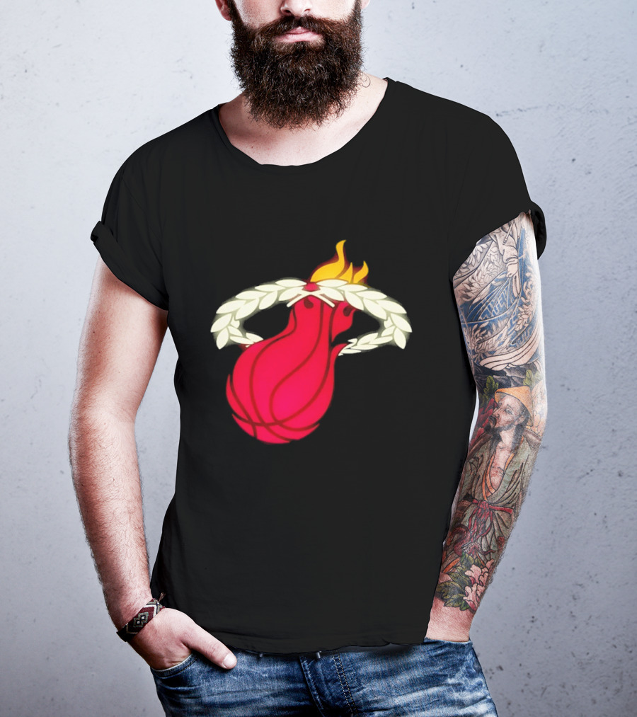 Miami Heat Flaming Basketball Wreath NBA T-Shirt