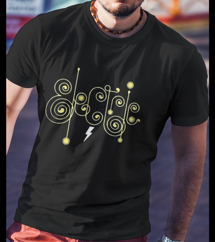 Boris And The Heavy Rocks Electric Swirl Yellow Sunburst Lightning T-Shirt