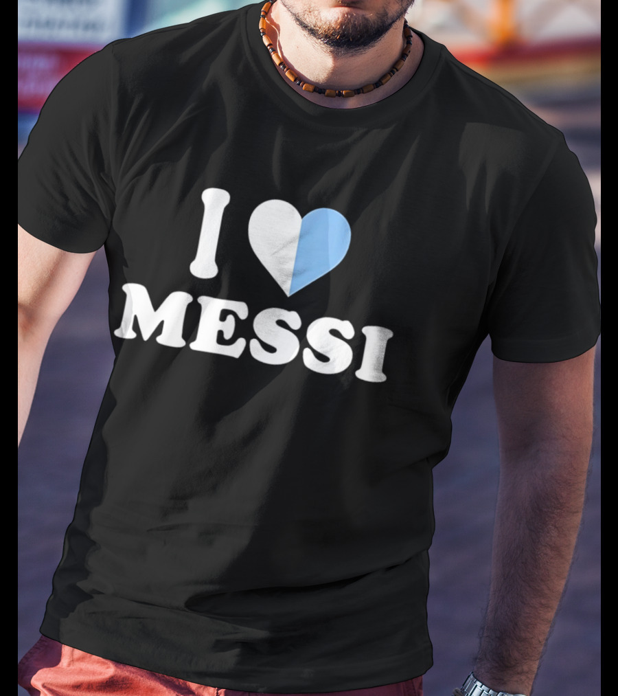 I Love Messi Argentina Flag Heart T-Shirt