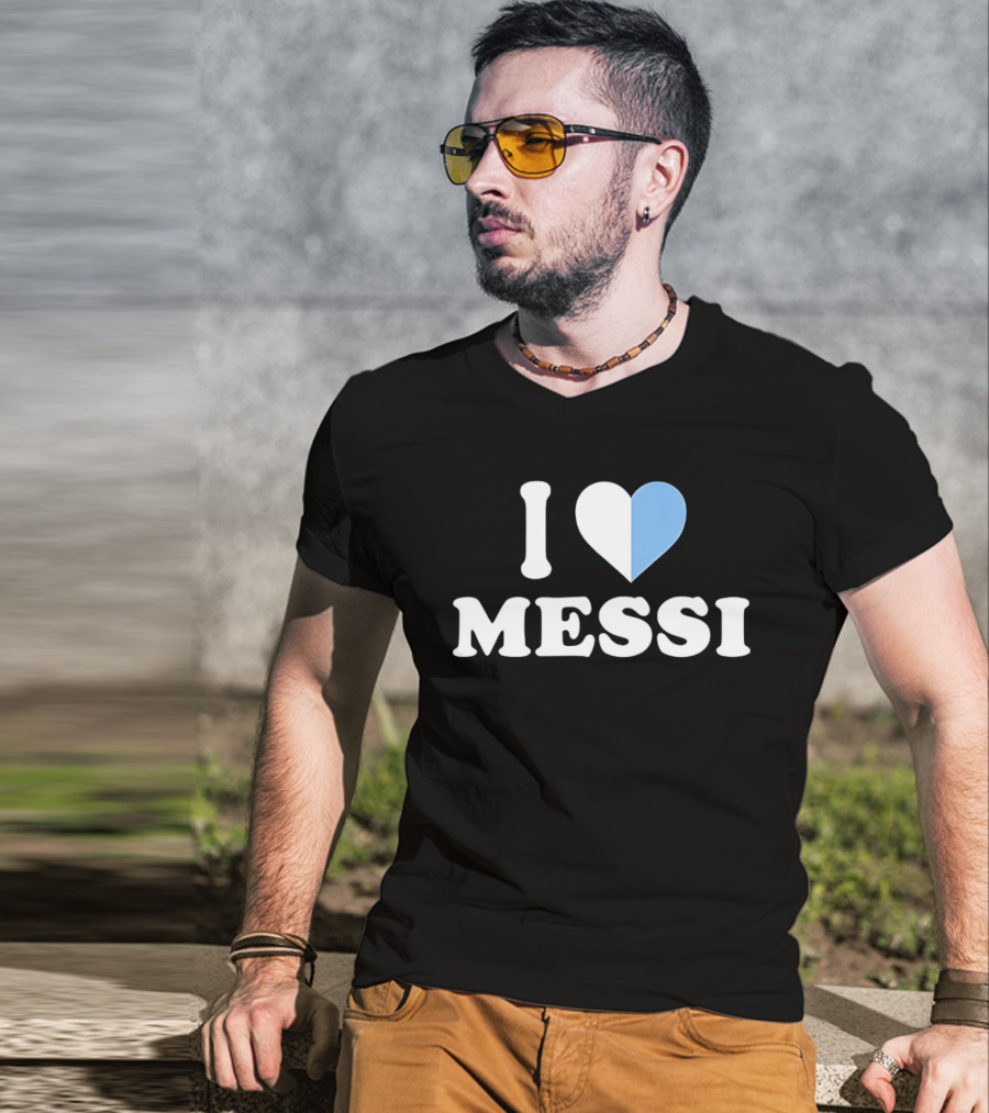 I Love Messi Argentina Flag Heart T-Shirt