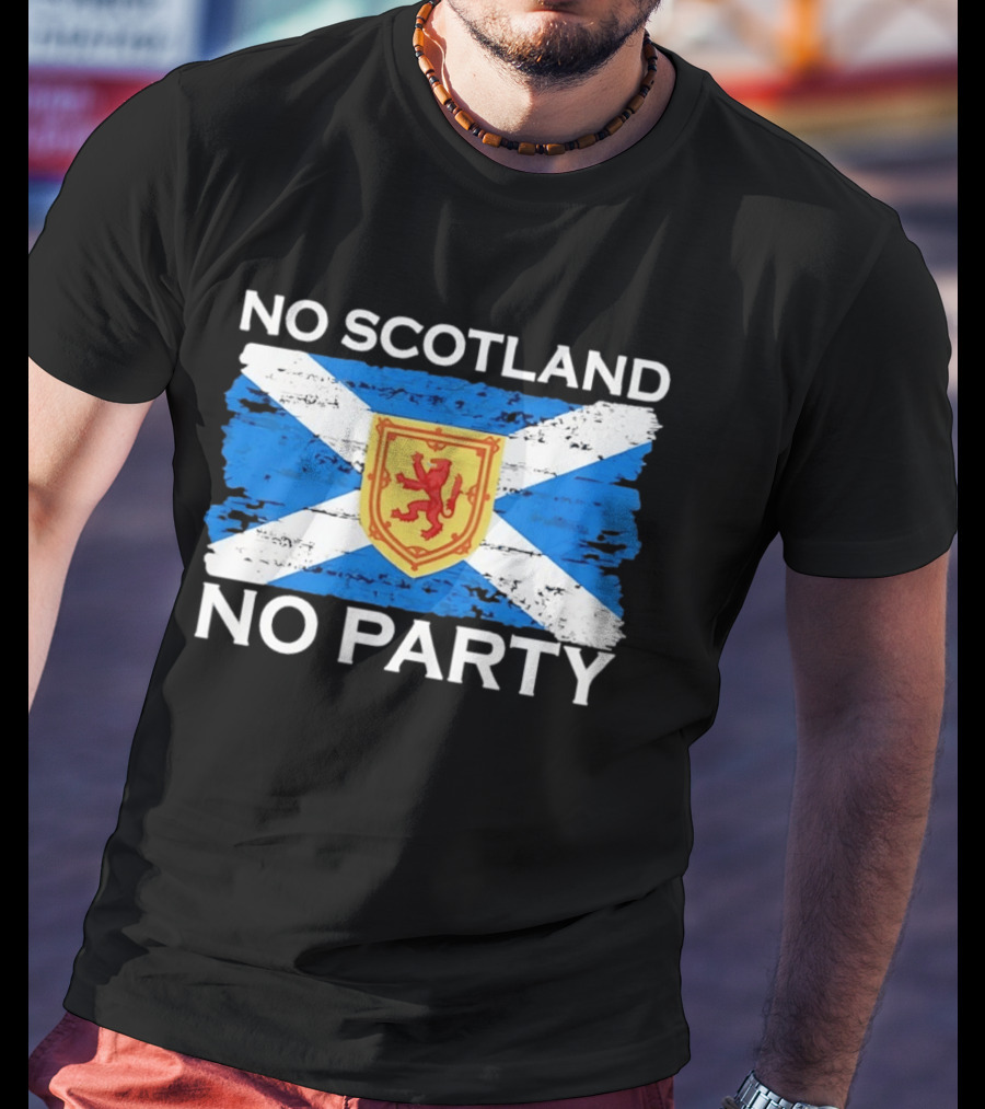 No Scotland No Party Flag With Scottish Lion Rampant T-Shirt