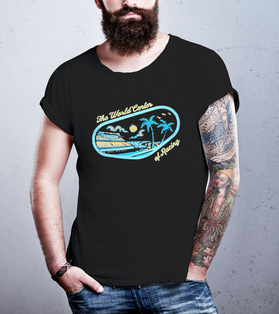 Daytona International Speedway The World Center Of Racing With Sunset And Palm Trees T-Shirt