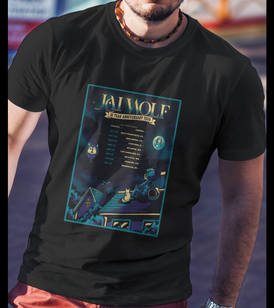 Jai Wolf 10 Year Anniversary Tour 2023 Dates San Francisco San Diego Chicago Atlanta Los Angeles Seattle Denver Brooklyn T-Shirt