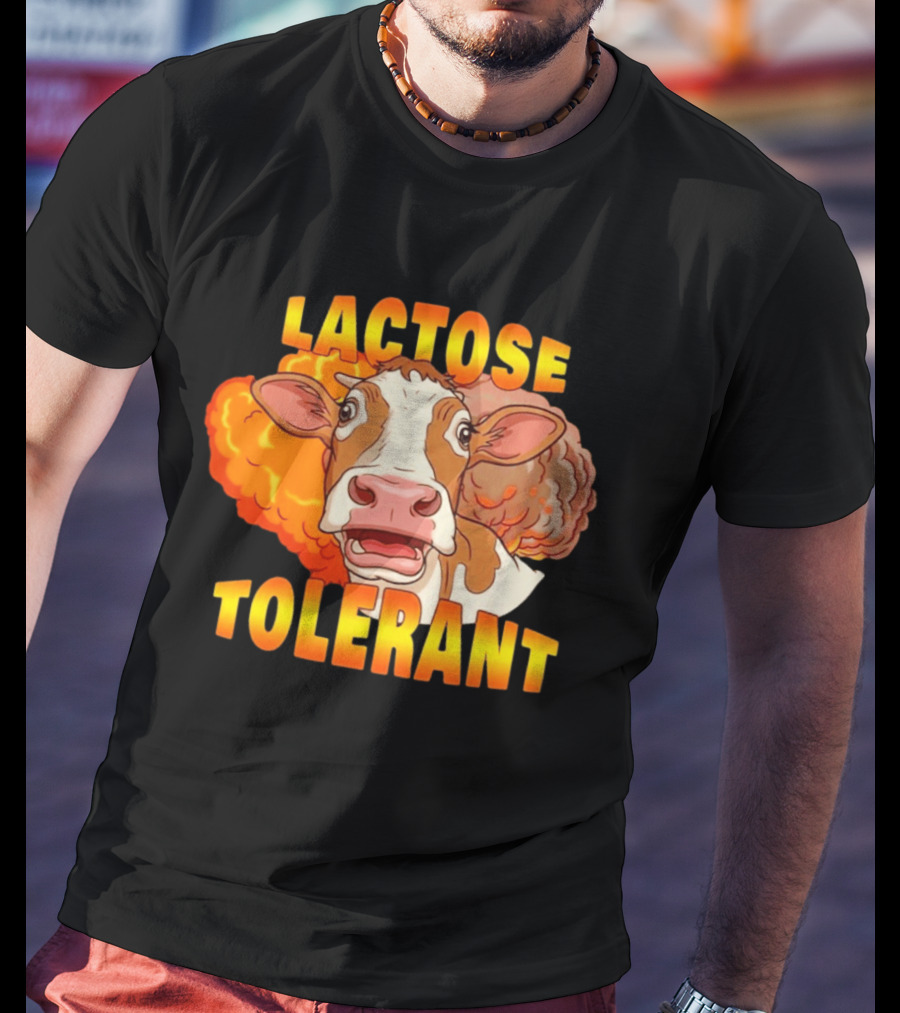 Lactose Tolerant Cow Explosion Dairy Humor T-Shirt