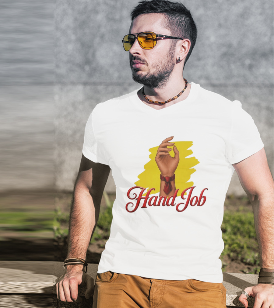 Hand Job Humor Double Entendre Red Tie Playful T-Shirt