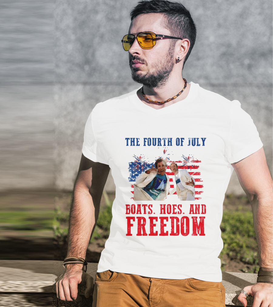 The Fourth Of July Boats Hoes And Freedom Step Brothers Boating Party T-Shirt