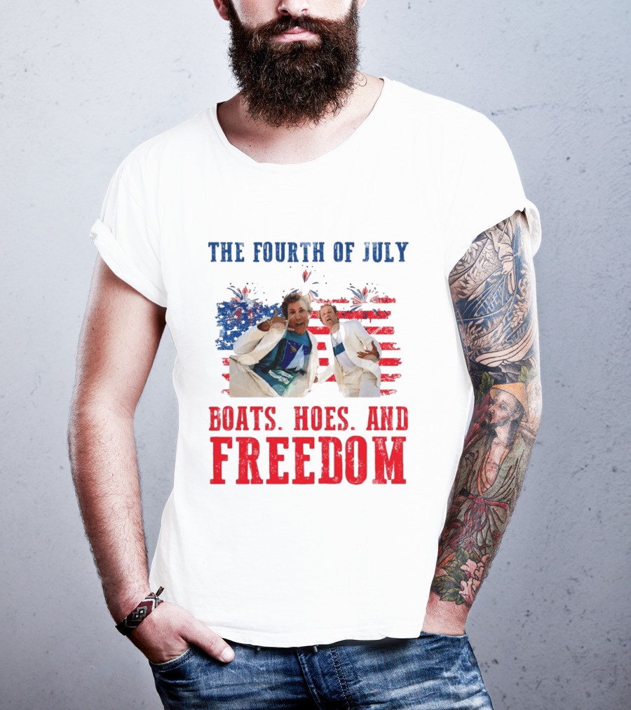 The Fourth Of July Boats Hoes And Freedom Step Brothers Boating Party T-Shirt