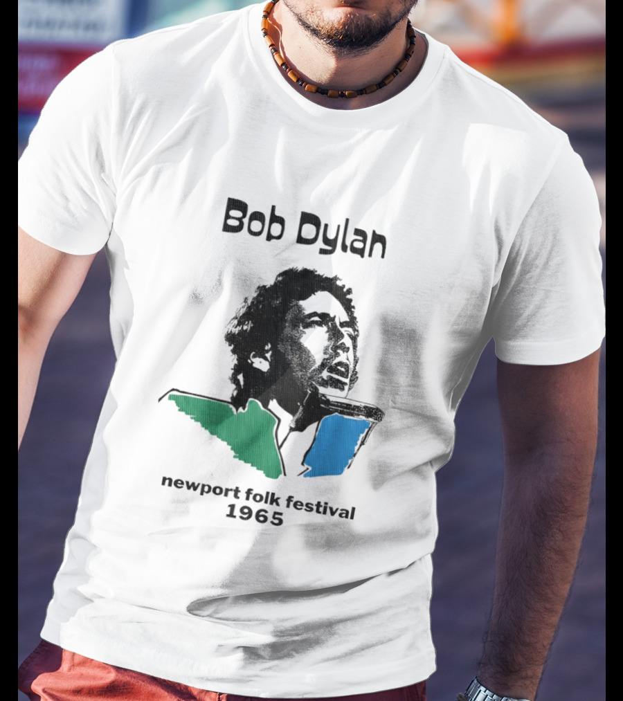 Bob Dylan Newport Folk Festival 1965 Iconic Black Green Blue T-Shirt