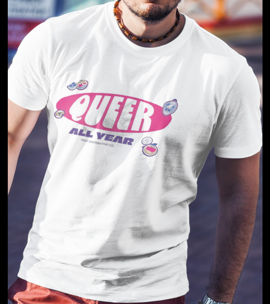 Queer All Year Fruit Distributing Co LGBTQ Pride Patches T-Shirt