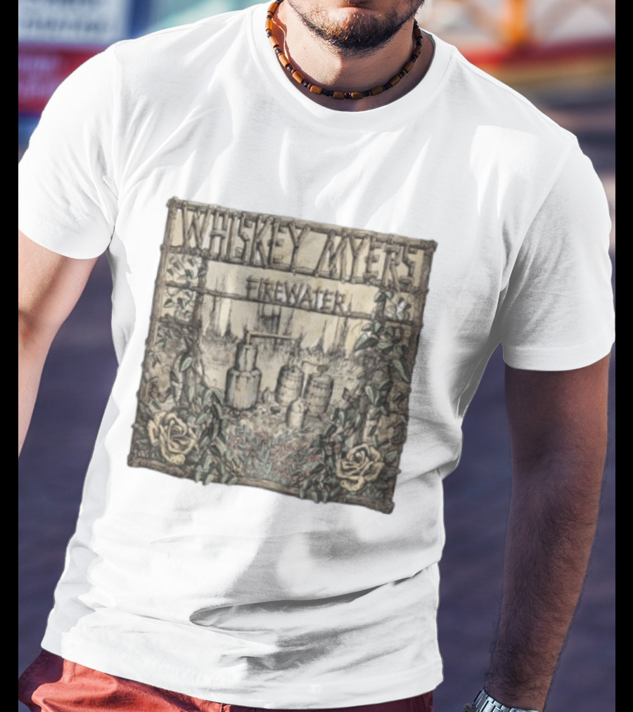 Whiskey Myers Firewater Distillery Artwork With Roses And Vines T-Shirt