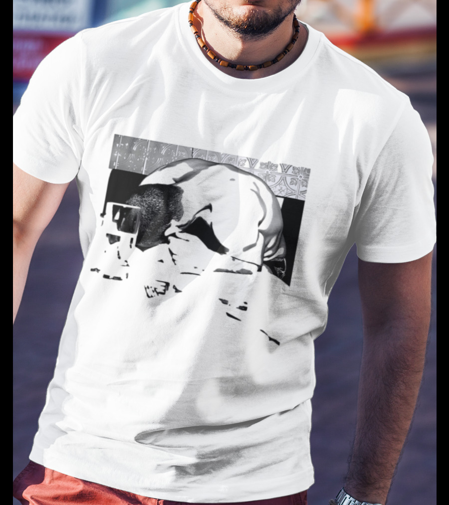 Rough Night Passed Out At Dinner Table Humor Black And White Image T-Shirt