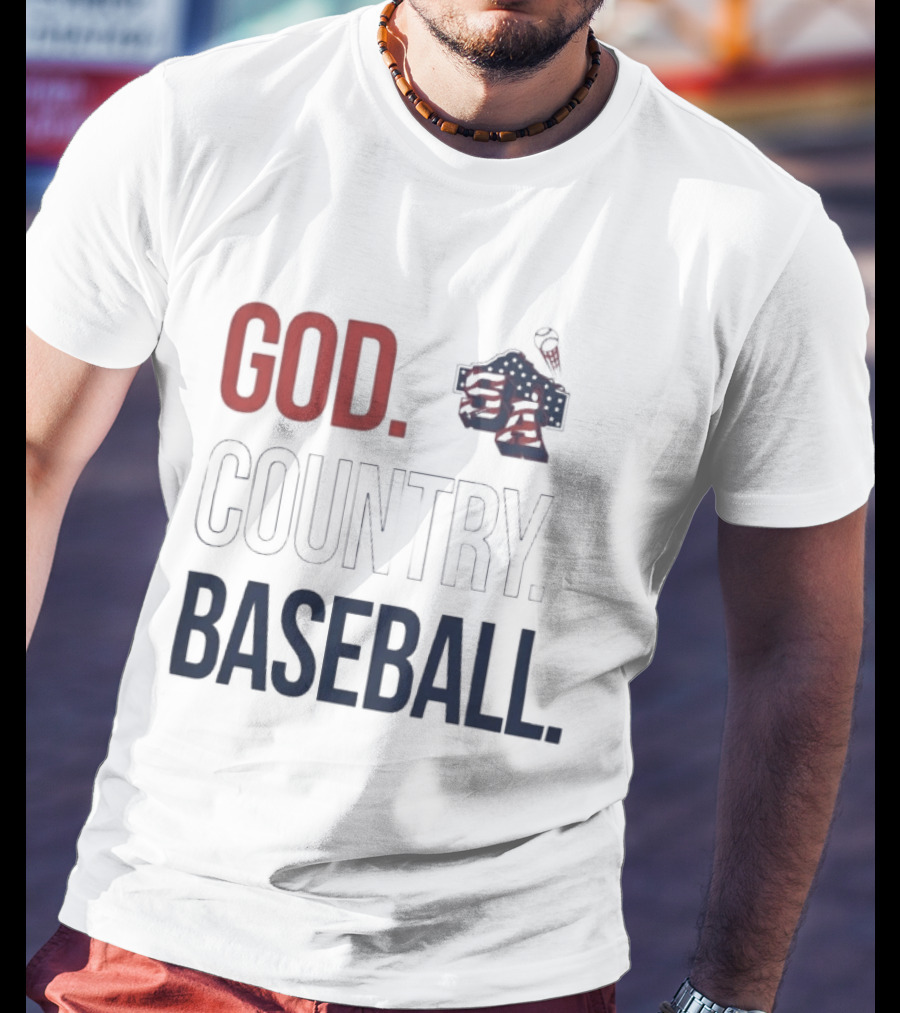San Antonio Missions God Country Baseball USA Flag Patriotic Grey T-Shirt