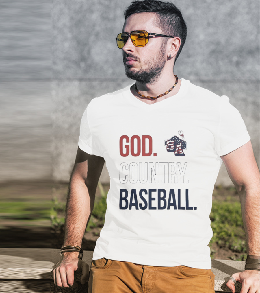 San Antonio Missions God Country Baseball USA Flag Patriotic Grey T-Shirt