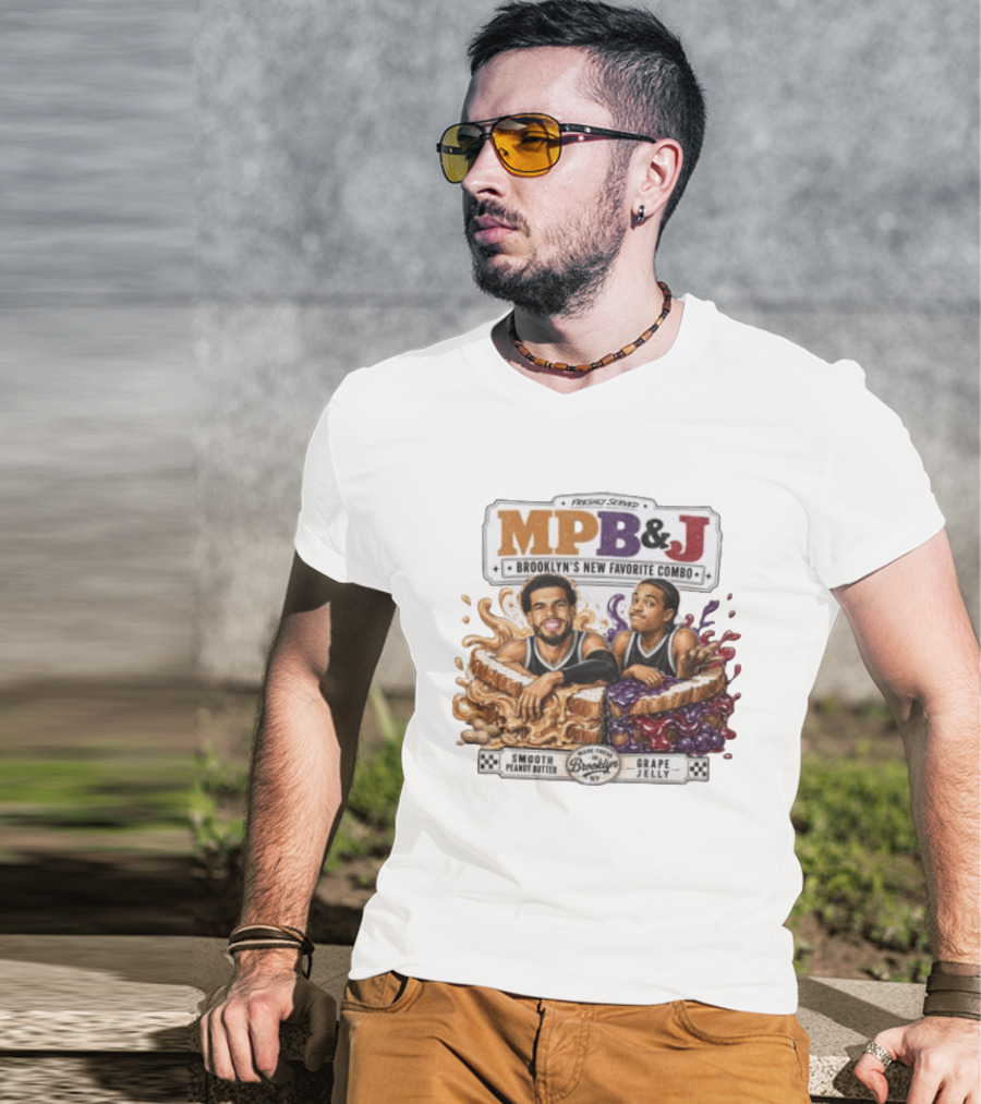 Freshly Served MPB & J Brooklyn's New Favorite Combo Smooth Peanut Butter Grape Jelly T-Shirt