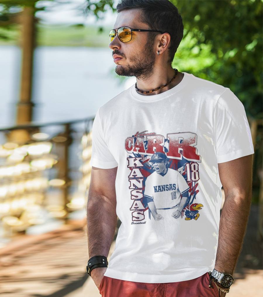 Kansas Jayhawks Kanon Carr 18 Baseball KU Team Fan Gear T-Shirt