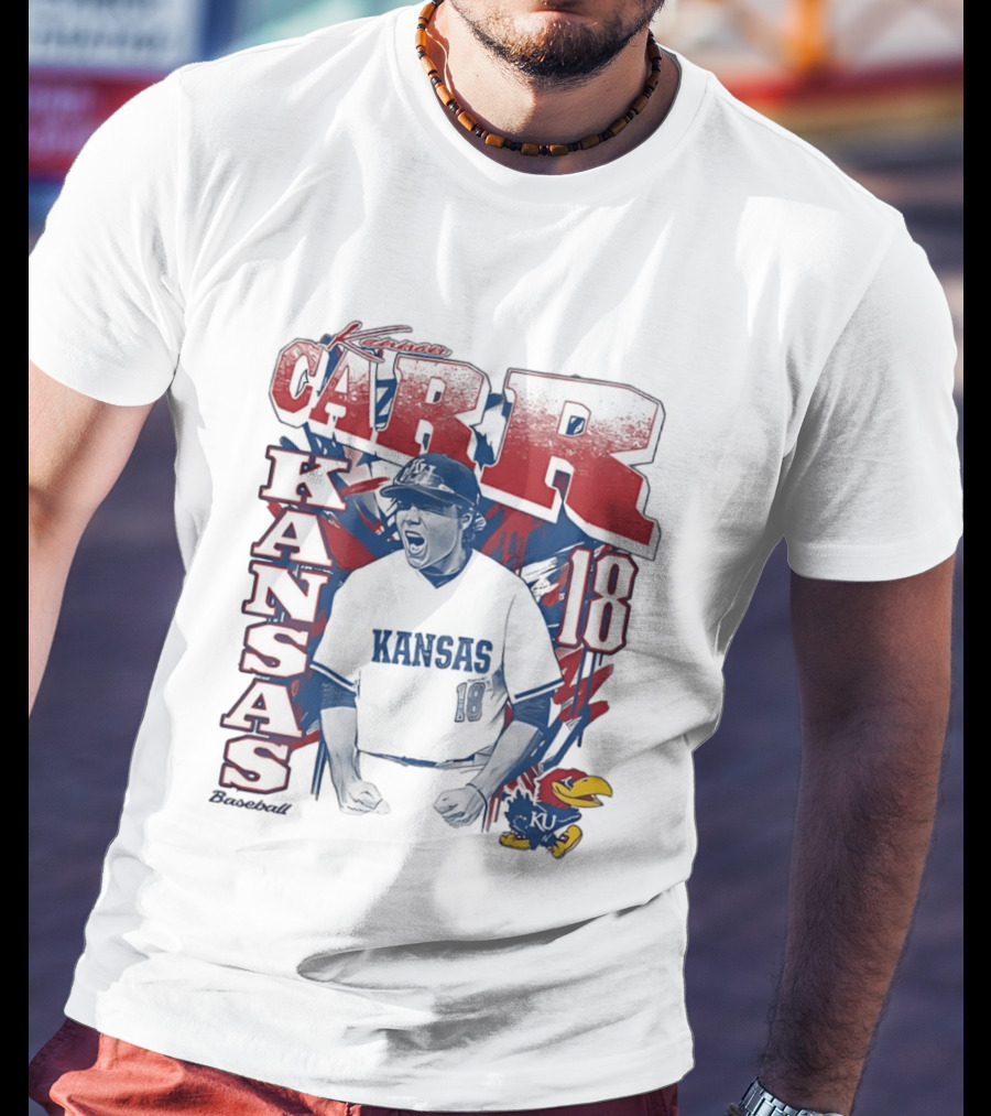 Kansas Jayhawks Kanon Carr 18 Baseball KU Team Fan Gear T-Shirt