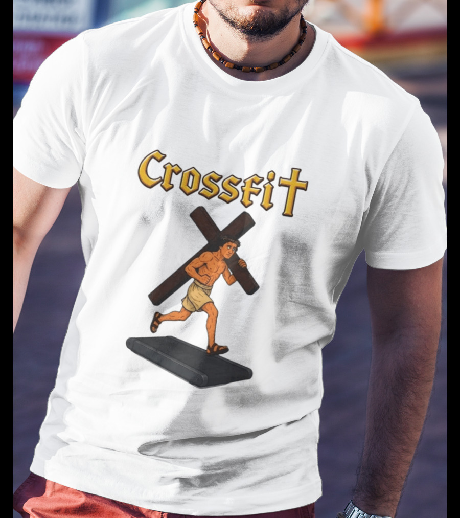 CrossFit Jesus Treadmill Religious Workout T-Shirt