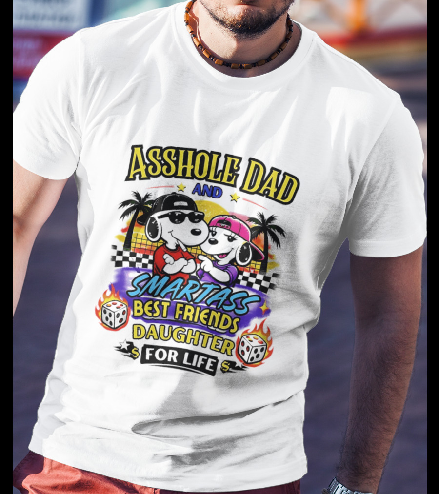 Asshole Dad And Smartass Best Friends Daughter For Life Vintage Sunset T-Shirt