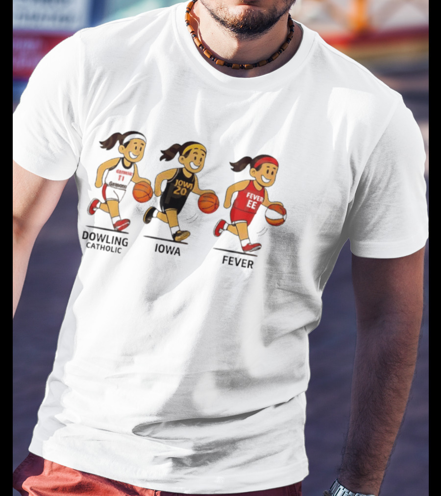 Dowling Catholic Iowa Fever Basketball Players Running With Basketballs T-Shirt