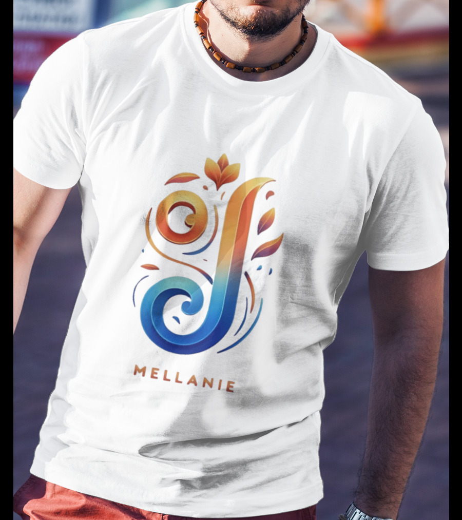 Mellanie Decorative Letter J Floral Gradient T-Shirt