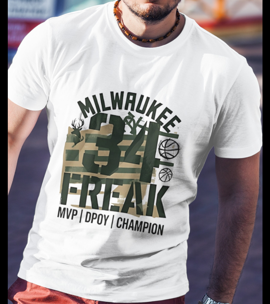 Milwaukee 34 Freak MVP DPOY Champion Giannis Antetokounmpo Basketball T-Shirt
