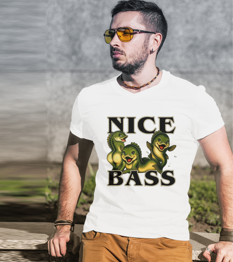 Nice Bass Fishing Pun Angler Humor Trio Fish T-Shirt