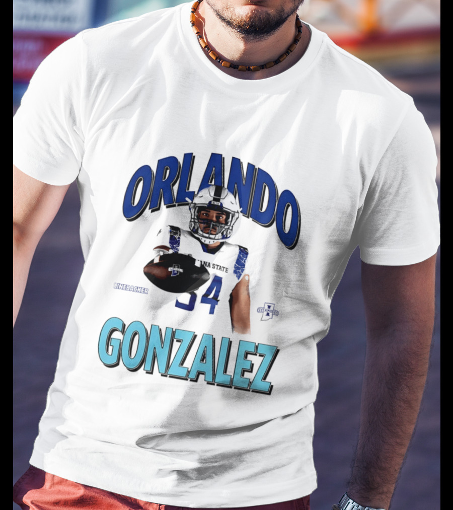 Orlando Gonzalez Indiana State Sycamores Linebacker Football Player 34 T-Shirt