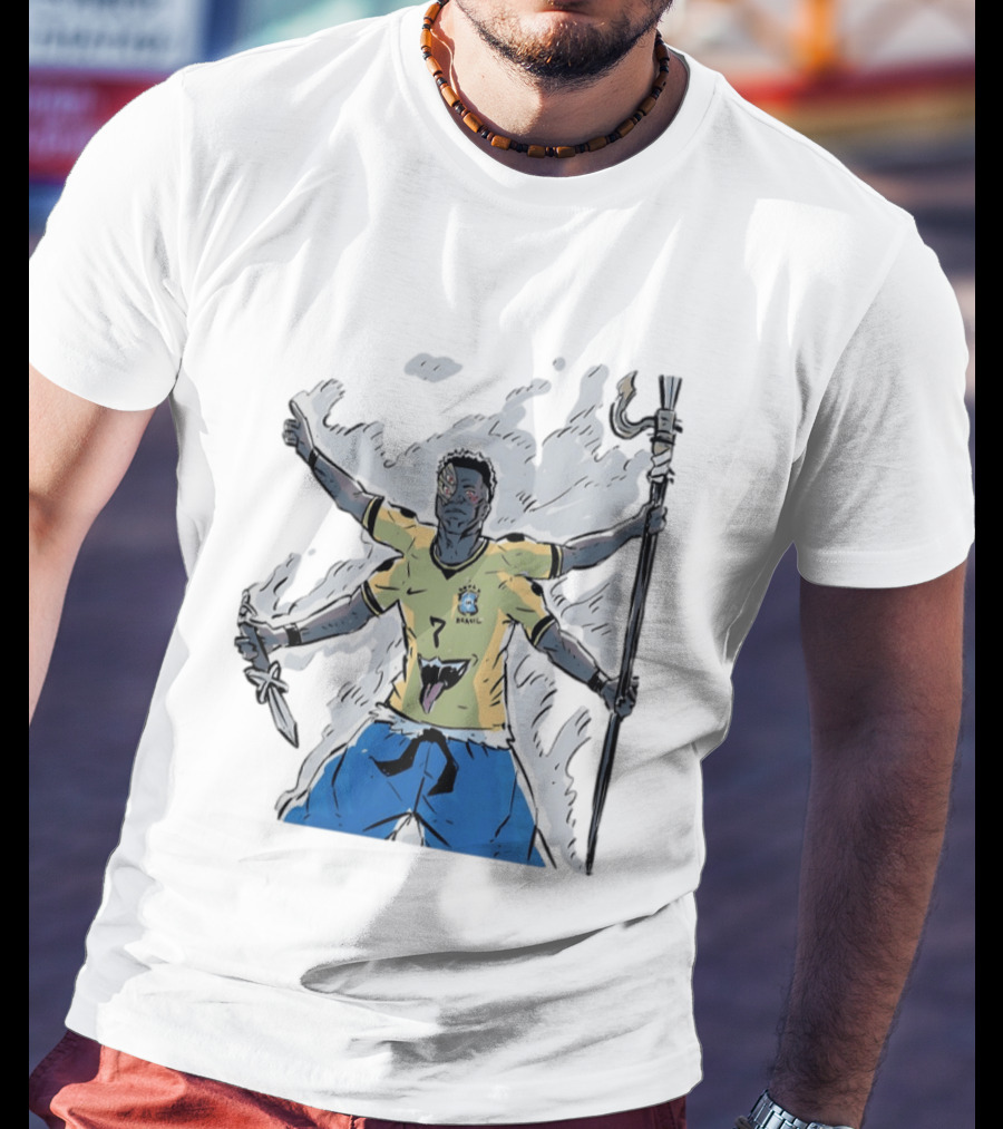 Vini Jr. Brazil Ryomen Sukuna Crossover Anime Character Fusion T-Shirt