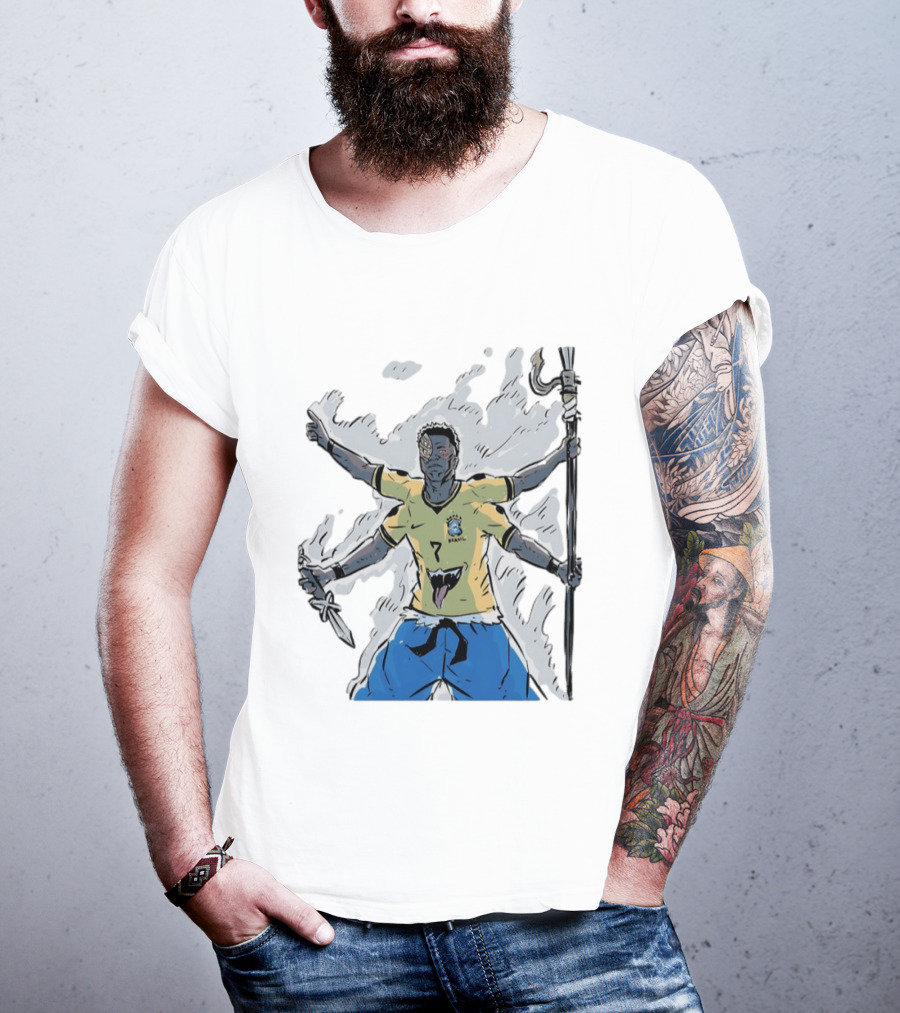 Vini Jr. Brazil Ryomen Sukuna Crossover Anime Character Fusion T-Shirt