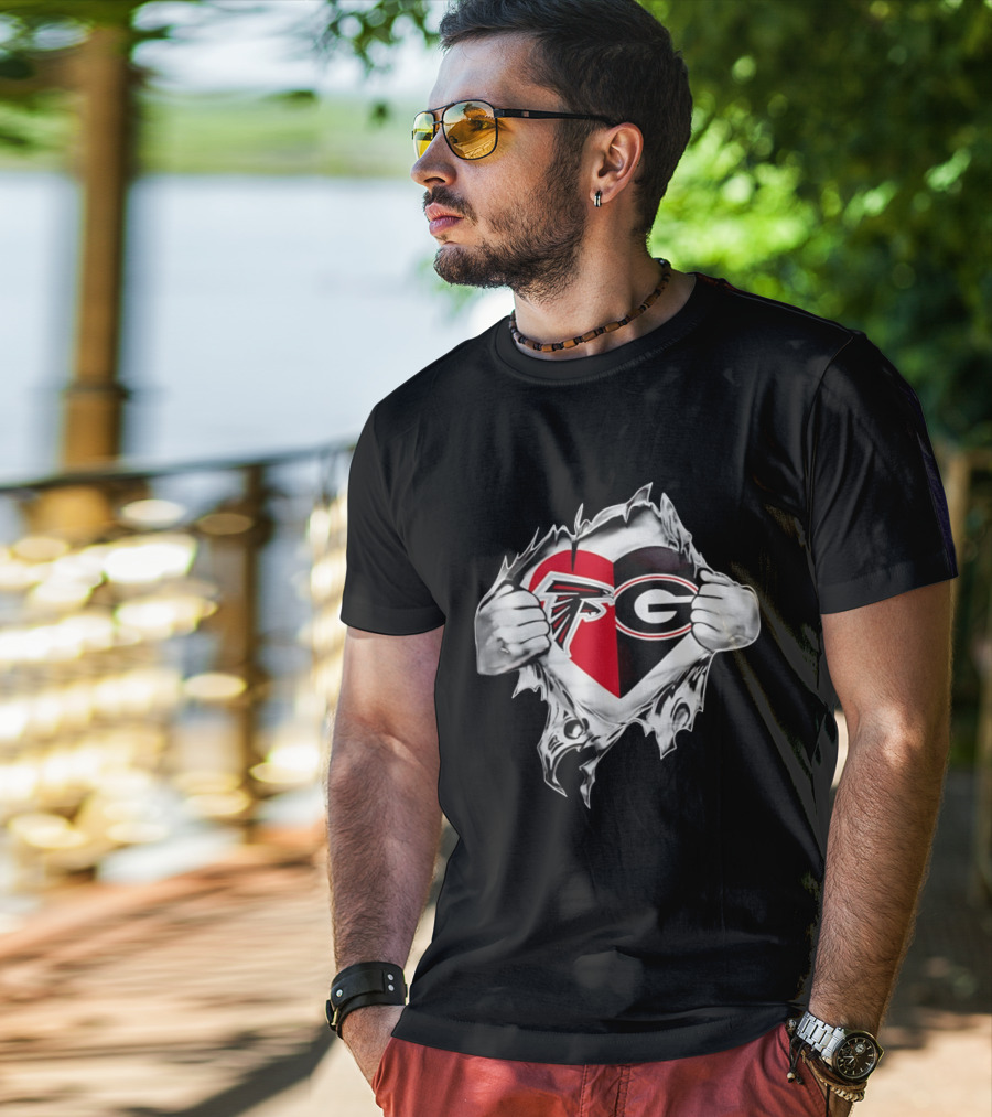 Atlanta Falcons Georgia Bulldogs Heart Fan Pride T-Shirt