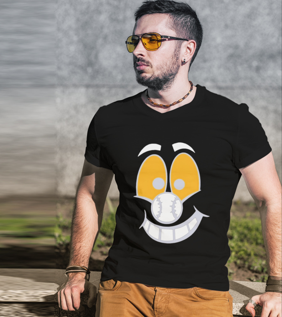 Cartoon Baseball Smile Face With Playful Eyes T-Shirt