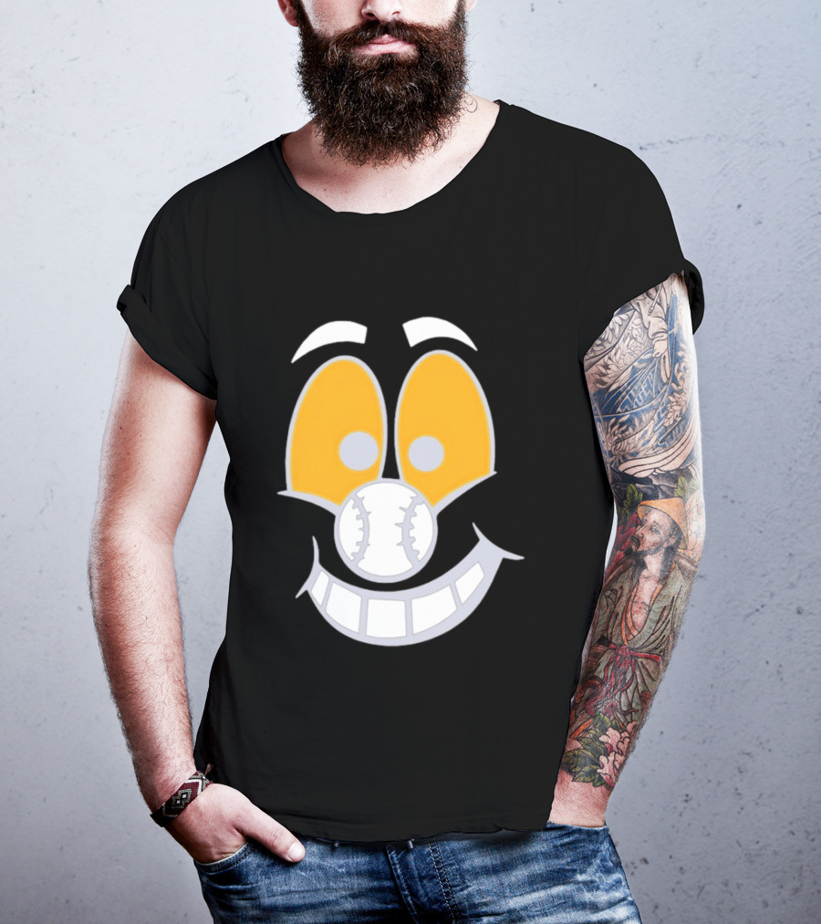 Cartoon Baseball Smile Face With Playful Eyes T-Shirt
