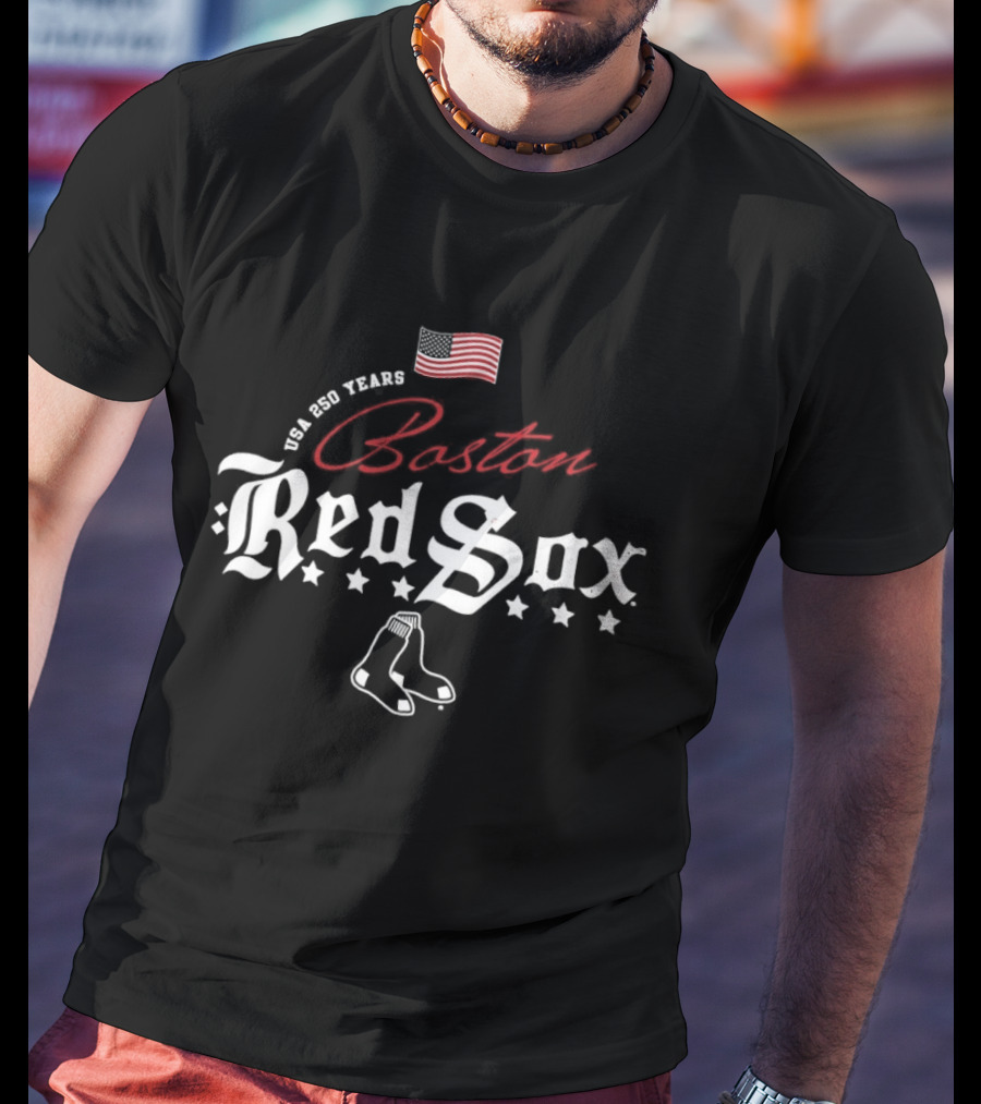 Boston Red Sox MLB USA 250 Years Happy 4th Of July Celebration T-Shirt