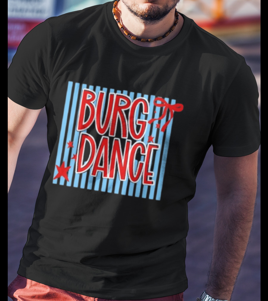 Burg Dance Stripe Red Stars And Bow T-Shirt