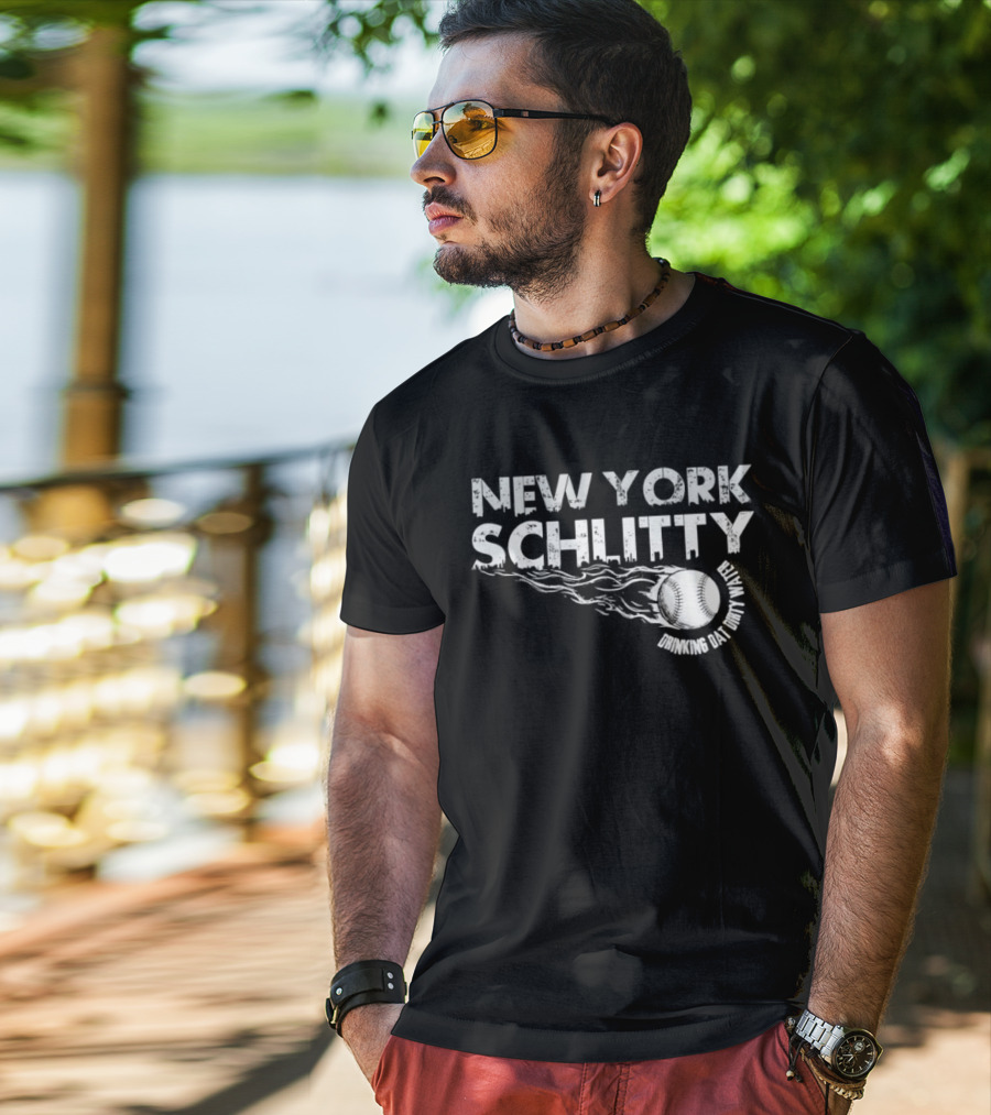 New York Schlitty Drinking Dat Dirty Water Baseball T-Shirt