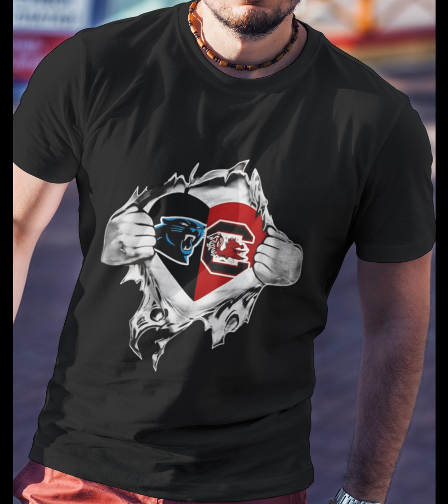 Carolina Panthers South Carolina Gamecocks Heart T-Shirt