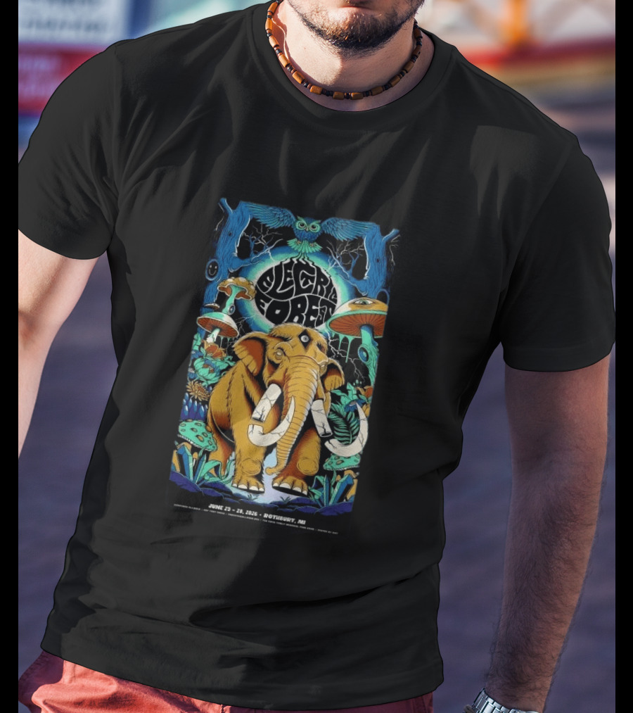 Electric Forest June 25 28 2026 Rothbury MI Mammoth And Psychedelic Mushrooms T-Shirt