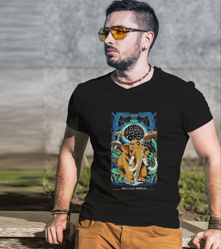 Electric Forest June 25 28 2026 Rothbury MI Mammoth And Psychedelic Mushrooms T-Shirt