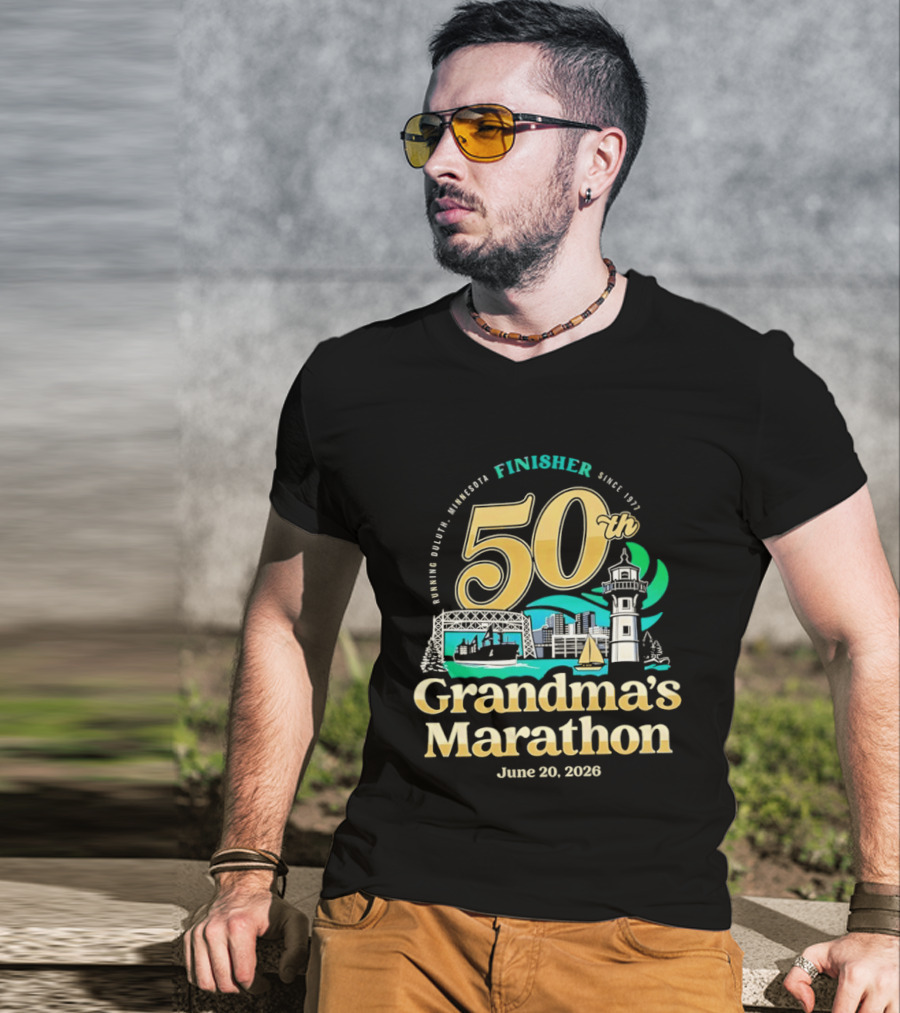 Grandma's Marathon 50th Anniversary Finisher June 20 2026 Canal Park Duluth Minnesota Since 1977 T-Shirt