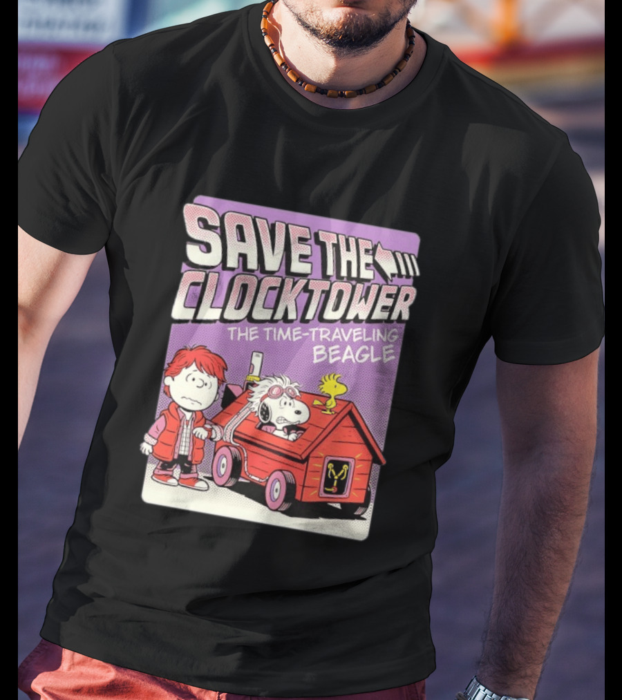 Save The Tower The Time Traveling Beagle Retro Adventure T-Shirt