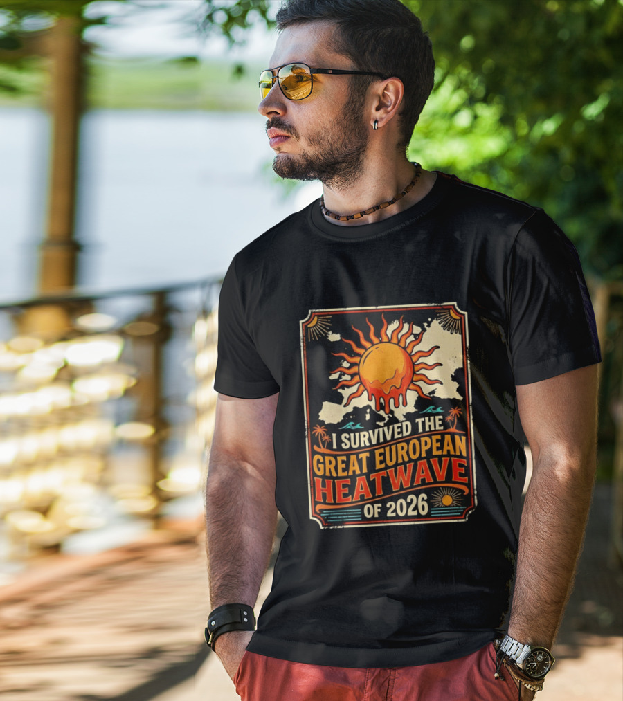 I Survived The Great European Heatwave Of 2026 Vintage Map Sun T-Shirt
