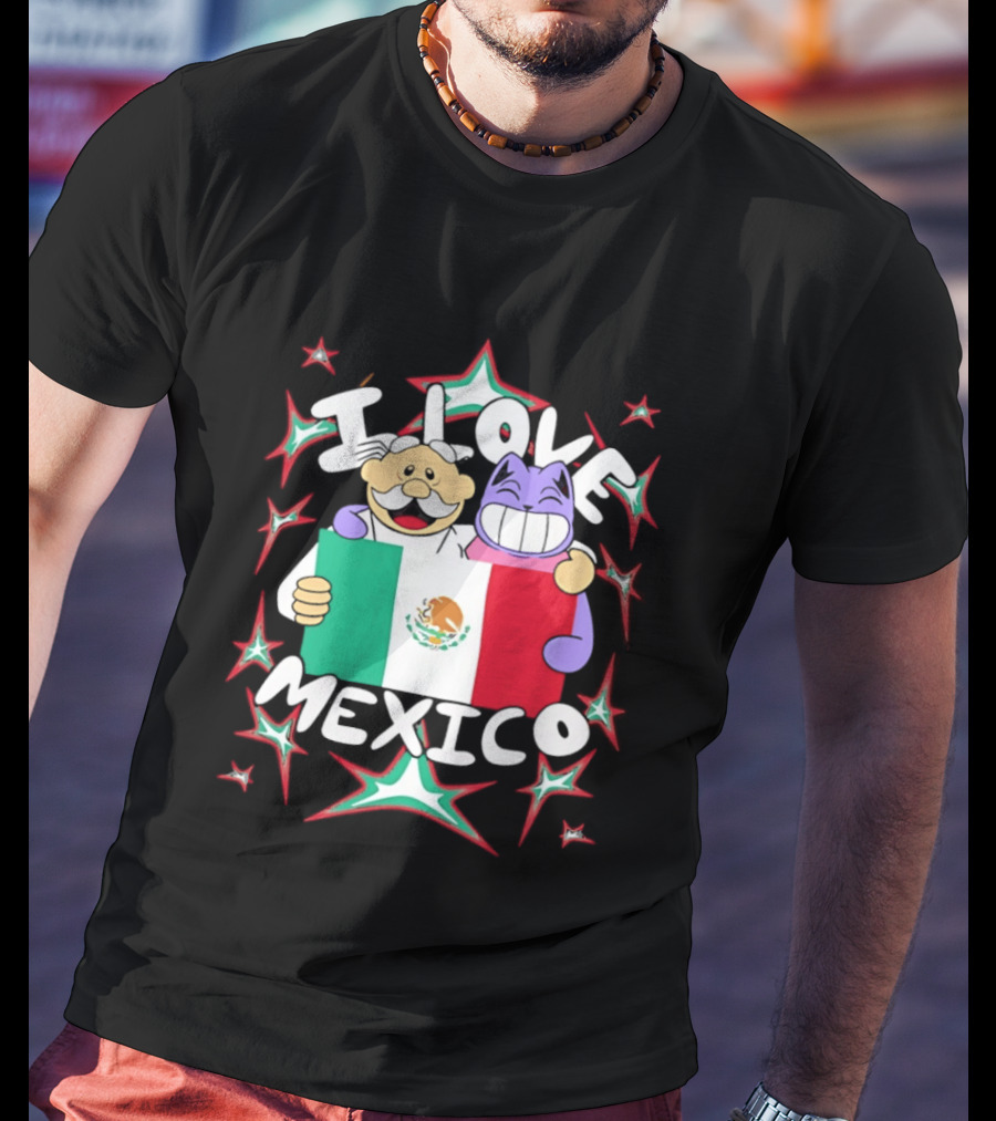 I Love Mexico Mexican Flag Cartoon Cat And Doctor T-Shirt
